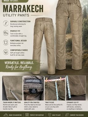 Marrakech Men’s Utility Pants — Tan size 28 #EPRZUV